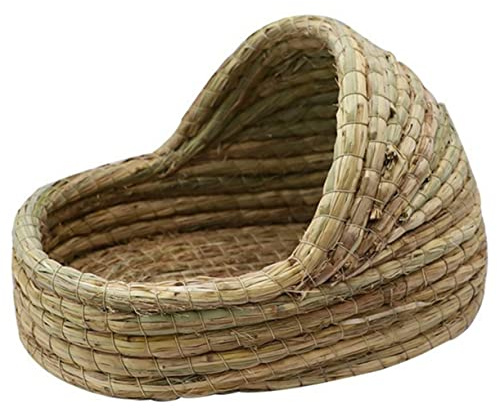 TOYANDONA Nid en Paille pour Petits Animaux, Espace Privé, Taille Moyenne | Tressé en Paille, Garde au Frais L’été, Sûr à Mâcher, Vert, pour Lapins et Petits Animaux
