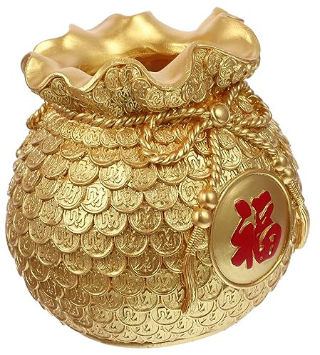 GLEAVI Jarrón Decorativo Forma de Bolsa de Dinero con Diseño de Trigo Florero para Decoración de Hogar y Oficina Adorno de Mesa para Centros de Mesa de Fiesta Dorado