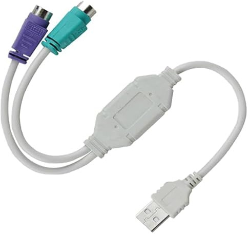 DUSTEWQ Replacement the white PS/2 to USB cable, active USB to dual PS/2 adapter mouse and keyboard converter compatible with keyboard,PS2