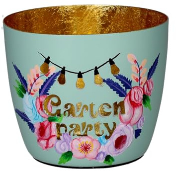 Giftcompany Madras Windlicht M Gartenparty Mint/Gold 8,5cm