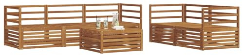 vidaXL Outdoor-Sofagarnitur 6 pcs Natur Massivholz Akazie, Garten, modernes Outdoor-Sofa, gemütliche Terrassen-Sitzgruppe aus robustem Material