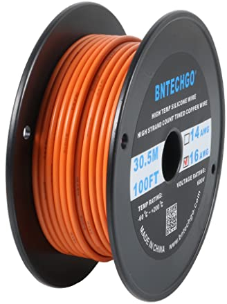 BNTECHGO 16 Gauge Silicone wire spool 100 ft Orange Flexible 16 AWG Stranded Tinned Copper Wire