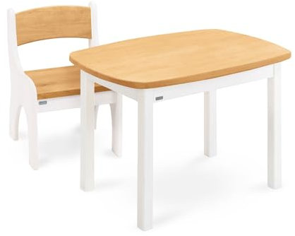 Original Levin Sitzgruppe von BioKinder® | Kindersitzgruppe Tisch & Stuhl aus Bio-Massivholz, natürlich lasiert | Erle und Naturweiß
