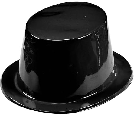 W WIDMANN MILANO Party Fashion 1635B - Zylinder, aus Plastik, Schwarz, Kopfbedeckung, Hut, Plastikhut, Kostümzubehör, Karneval, Mottoparty