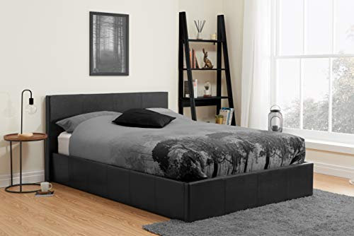 Birlea Berlin Ottoman Storage Bed, Faux Leather, Black, Double