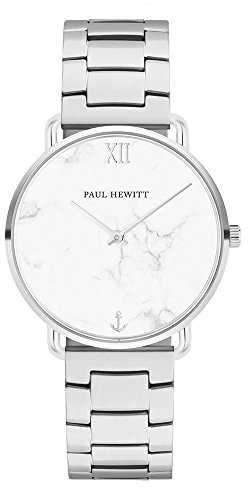 PAUL HEWITT Armbanduhr Damen Miss Ocean Marble - Damen Uhr (Silber), Damenuhr Edelstahlarmband in Silber, Ziffernblatt im Marmor-Style