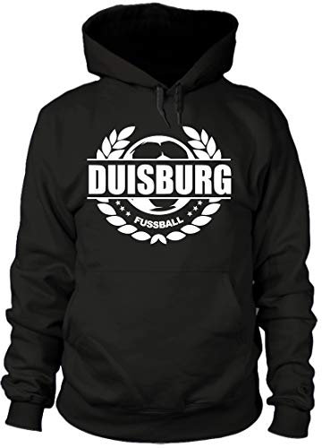 shirtloge - Duisburg - Fussball Lorbeerkranz - Fan-Kapuzenpullover - Schwarz - Größe 3XL