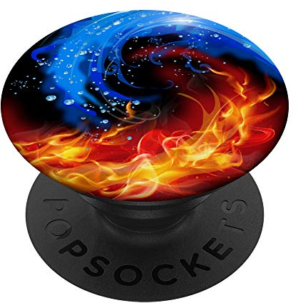 PopSockets Yin Yang Feuer Wasser Muster Ying Yang Blau Rot Schwarz PopSockets mit austauschbarem PopGrip