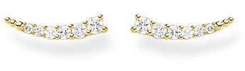 Thomas Sabo Damen Ohrringe Ear climber weiße Steine gold, 925 Sterlingsilber