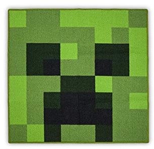 Minecraft Minecraft Area Rug | Creeper Minecraft Decorations | Minecraft Rug Features Creeper from Minecraft Creeper Face Decorations | 89 cm Square Area Rug