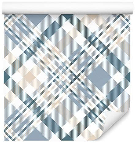Muralo Tapete 10m Rolle Vlies Tapete Schottisch Minimalismus Mosaik Geometrie Muster Gemustert Vliestapete 1000 x 53cm Wand Tapete Wohnzimmer Schlafzimmer Moderne Wanddeko Wand Dekoration