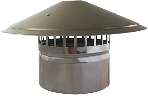 DZDZXQG Comignolo, Tetto Camino Canna fumaria Tubo Coperchio Antipioggia Protezione Tappo Terminale Riscaldamento Stufa Tubo di Scarico Camino Tubo di Scarico in Acciaio Inossidabile Vent, 130 MM