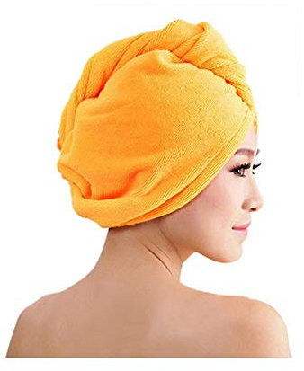 WFAR Serviette à séchage Rapide Absorbant Microfibre Cheveux Capuchon Capuchon Fleur de Fille Autour de sa tête pour Prendre Un Bain de Douche pour Femmes Cheveux Longs j1217 (Color : Orange)
