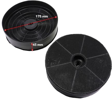 Marel Shop® - Coppia Filtri in Carbone per Cappa compatibile con Galvamet Diametro 175 mm H 45 mm Type D186 per Modelli : T29/120 - T29/90 - OPERA - OPTIMA - ROL - MAGIC 90/A INOX - MAGIC 60/A