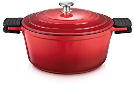 Tescoma Kasserolle mit Deckel BORDEAUX ø 28 cm, 6,8 l I Premium Antihaft, für Alle Herdarten & Backofen I Edelstahl & Silikongriff I Rückfließ-Deckel, stilvoll & pflegeleicht