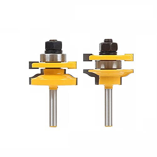 1/4 2pcs Rail and Stile Router Bit Set Door Window Woodworking Knife Tenon Cutter for Wood Milling Machine Tools MC01058