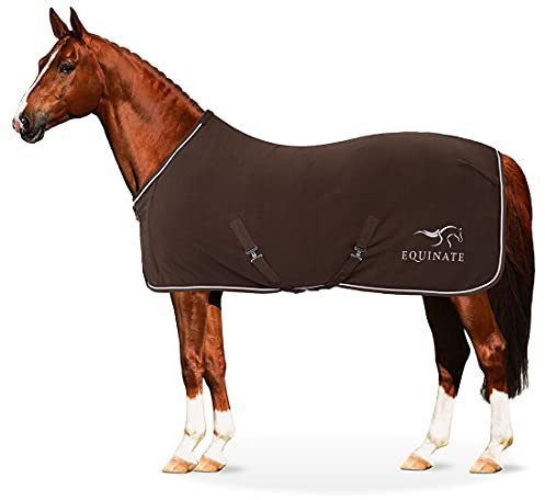 Equinate Abschwitzdecke Arizona aus Polarfleece mit Widerristpolster und Kreuzbegurtung 165cm Braun