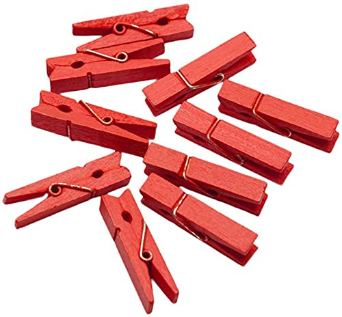 Anawakia Lot de 50 mini pinces à linge en bois pour photos, arts créatifs, décoration, pinces décoratives en bois pour photo, papier photo, 3,5 cm (rouge)