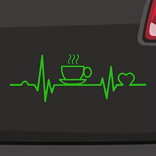 Herzschlag Kaffee Aufkleber -6 Größen 21 Farben- Puls Heartbeat Espresso Coffee