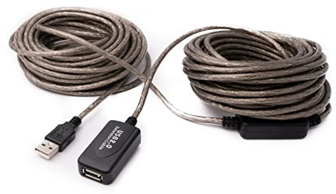 SYSTEM-S Cable USB 2.0 de 20 m tipo A macho a hembra, color gris