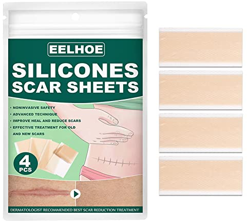 Silikonpflaster für Narben, 4 Pcs Professionell Silicone Scar Removal Sheets Silikon Narbensalbe für Alte Narben für Narben durch C-Sektion, Operationen, Verbrennungen, Keloid, 4cm x 15cm
