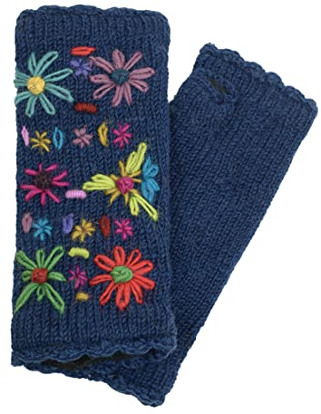 McRon Pulswärmer Dafne Marine 263 - Armstulpen, Geblümt, Blau, One Size, Alltag