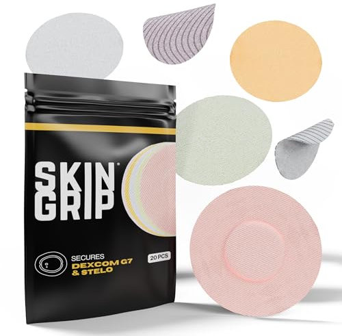 Skin Grip 20 x Adhesive Patches for Dexcom G7 & Stelo CGM - Waterproof and Sweatproof Cover for Continuous Glucose Monitor Sensor, Stays Safe for 10-15 Days, Pastel Colours
