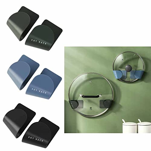 DDSHUN Pot Lid Stand Holder Self Adhesive Wall Mount Pot Lid Racks Pan Lid Holder Bakeware Pan Cover Organizer for Home Kitchen Storage Organiser Suitable for Various Pot Lid Sizes - 3Pairs