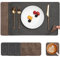 Myir JUN Tischsets Abwaschbar Leder und Untersetzer, Doppelseitigen Platzset 6er Set rutschfest Platzdeckchen Leder Kunstleder Tischset (Grau Braun, 6er Set)