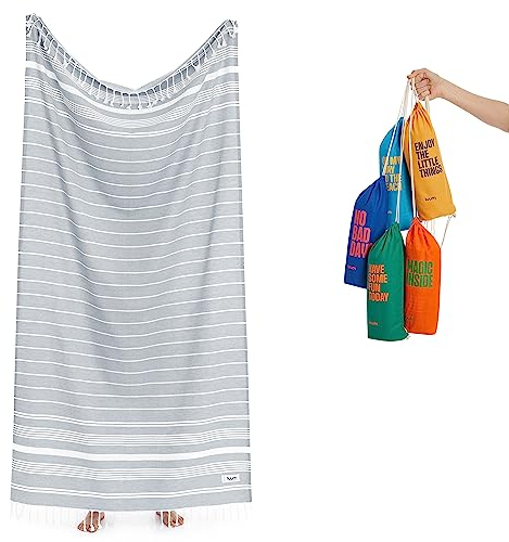 Luum® Hamamtuch groß 100x200 Strandtuch xxl Saunahandtuch Handtuch Yogatuch Duschtuch Strandhandtuch Saunatuch Badetuch Reisehandtuch Pestemal Turkish Towels, Damen Herren, 100% Baumwolle, Silber Grau