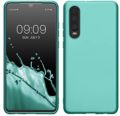 kwmobile Case kompatibel mit Huawei P30 Hülle - Schutzhülle aus Silikon metallisch schimmernd - Handyhülle Metallic Mintgrün