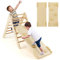 DREAMADE Triangle d'escalade avec Rampe Inclinaison Réglable, 3 en 1 Toboggan Montessori en Bois à Barreaux pour Grimper & Glisser, Convient à Enfants 1+ Ans (Naturel)