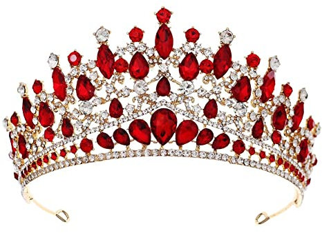 URFEDA Brautschmuck Tiara Prinzessin Diadem Kristallkrone Kristall Strass Hochzeit Braut Königin Krone Geburtstagskrone Tiara Diadem für Hochzeit, Festzüge, Party,Kostüm Accessoires