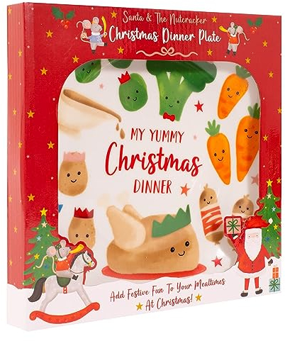 YöL Santa And The Nutcracker Kids Christmas Dinner Plate Festive Xmas Lunch Table Decor Stocking Filler For Toddler