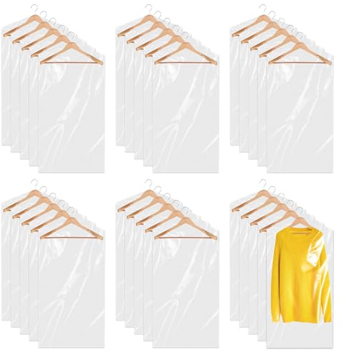 30 Stück Kleidersäcke transparente 60x90 cm Kunststoff Kleiderschutzhüllen hängende Trockenreinigungsbeutel staubdichte Kleiderhüllen für Hemd Jacke Anzug Pullover