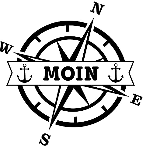 KLEBEKÖNIG Aufkleber Moin Kompass Anker - Sticker Autoaufkleber Scheibenaufkleber Motorradaufkleber Meer Camping