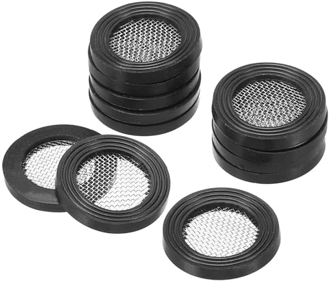 PATIKIL Rubber Flat Washers 24mm OD 16mm ID 2.4mm Thickness with Stainless Steel Filter, 12 Pack Gasket for Faucet Pipe Water Hose