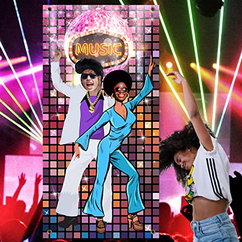 XZEIT Retro-Fotohintergrund für 90er-Jahre-Mottoparty-Dekoration, Tanzparty-Dekorationen, 70er-Jahre-Banner, Disco, Retro-Türbanner, 80er Jahre, (35 x