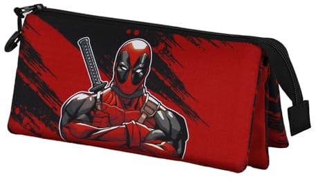 Marvel Deadpool Bad-Astuccio Triplo, Rosso, 23 x 11 cm