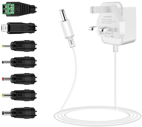 5V 2A Power Supply, Etopgo Universal AC Adapter to DC Wall Charger with 7 DC Connectors Multi Plug for LED Strip Lights,TV Box,Speaker,Router,Home Appliances,Audio,Video Android Tablet