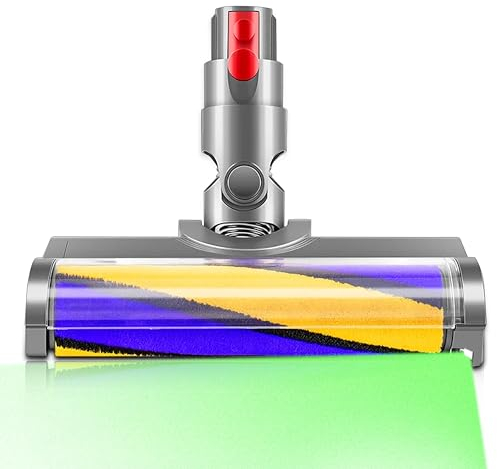 Arcets Cepillo motorizado con luz verde compatible con Dyson V10 V8 V11 V15 V7 rodillo suave apto para suelos duros parquet y esquinas estrechas