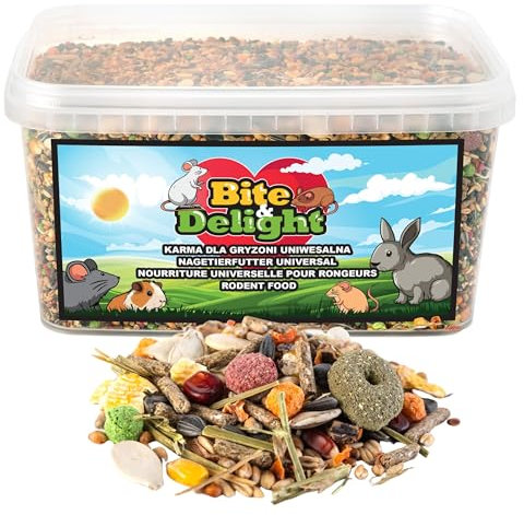 Bite & Delight Universal Rodent Food - Food for Gerbils, House Mice, Gerbils, Rats, Jackdaws and Others - Natural Grain - No Added Sugar - No Artificial Additives - 5000 ml 3.1 kg