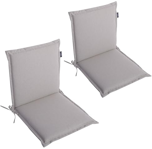 LILENO HOME Gartenstuhl Auflagen als [2er Set - Niedriglehner] in Creme - Bequeme Liegen als Sitzauflagen für Gartenmöbel - Stuhlkissen für Gartenstühle und Klappstühle Malt