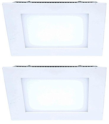 V-TAC LED Deckenleuchte quadratisch Einbaupanel Einbauleuchte weiß Wohnzimmerlampe Panel, Alu, 8W 720Lm kaltweiß, LxBxH 12x12x2 cm, 2er Set