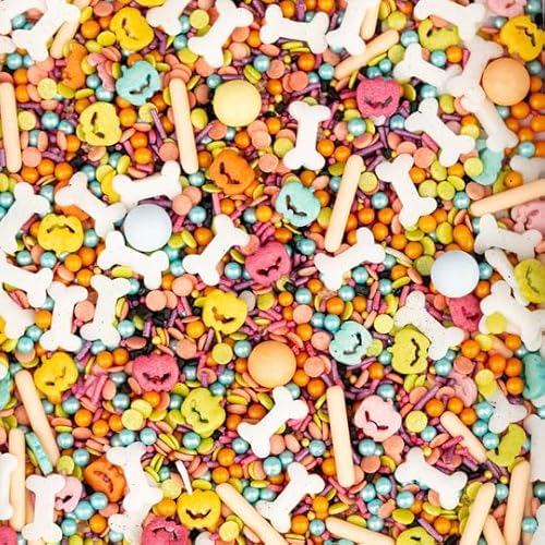 Super Streusel Halloween Kürbissimo | Ohne AZO-Farbstoffe & Gemixt in Deutschland | Halloween Sprinkles | Halloween Zuckerstreusel | Halloween Streusel Tortendeko Halloween essbar Knochen