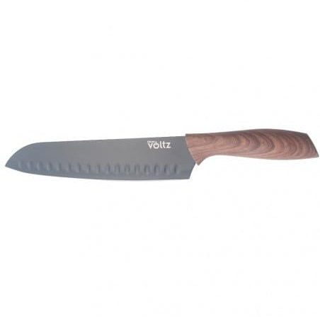 Oliver Voltz Küchenmesser mit ergonomischem Griff, Profi-Schneidemesser, Chefmesser Santoku, Küchenwerkzeug, Braun (17.78 cm)