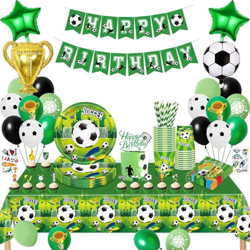Decoration, Football Party Tableware Set, Decoration Boy, Balloons Paper Plates Cups Napkins Tablecloth for Party Children's Decoration