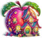 Diamond Painting Nachtlicht Tischdeko Tiere, Diamant Malerei Nachttischlampe Tischlampe LED Deko Set, DIY 5D Diamant Painting Lampe für Kinder Geburtstag Geschenke (Apfel)