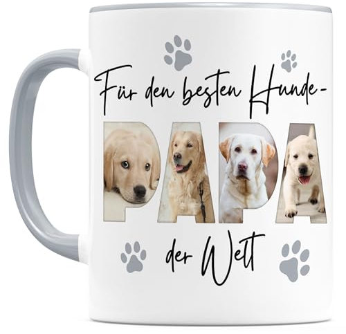 Hundepapa Tasse Hund personalisiertes Geschenk für Hundebesitzer Hundemotiv Hundeliebhaber Hunde Papa Fotogeschenk Kaffeetasse aus Keramik 330 ml