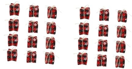 Cabilock 2 Sätze Weihnachtsgeschenkpaket Ornamente Weihnachtsbaum Tasche Weihnachts Party Christbaumanhänger Hängende Weihnachtsverzierung Weihnachtsanhänger Stoff Rot 12 Stück * 2